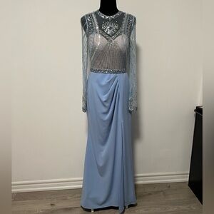 Custom light blue evening gown